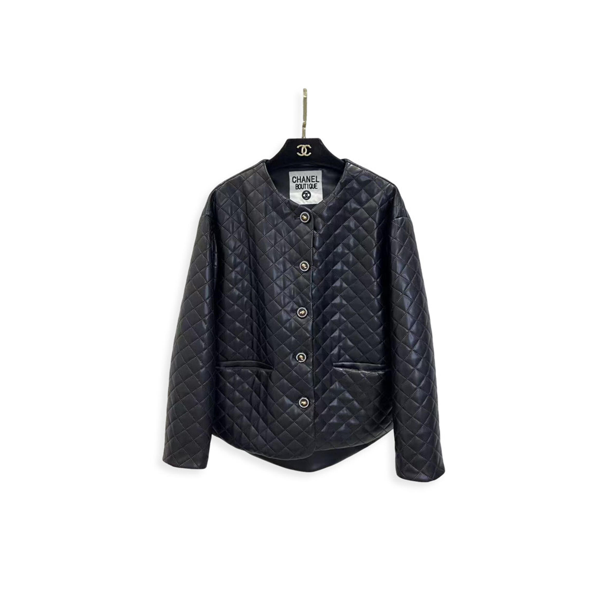 Ch**el black quilted leather jacket